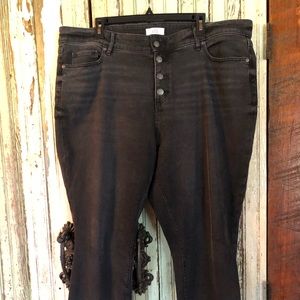Loft Distressed Looking Black Button Fly Jeans